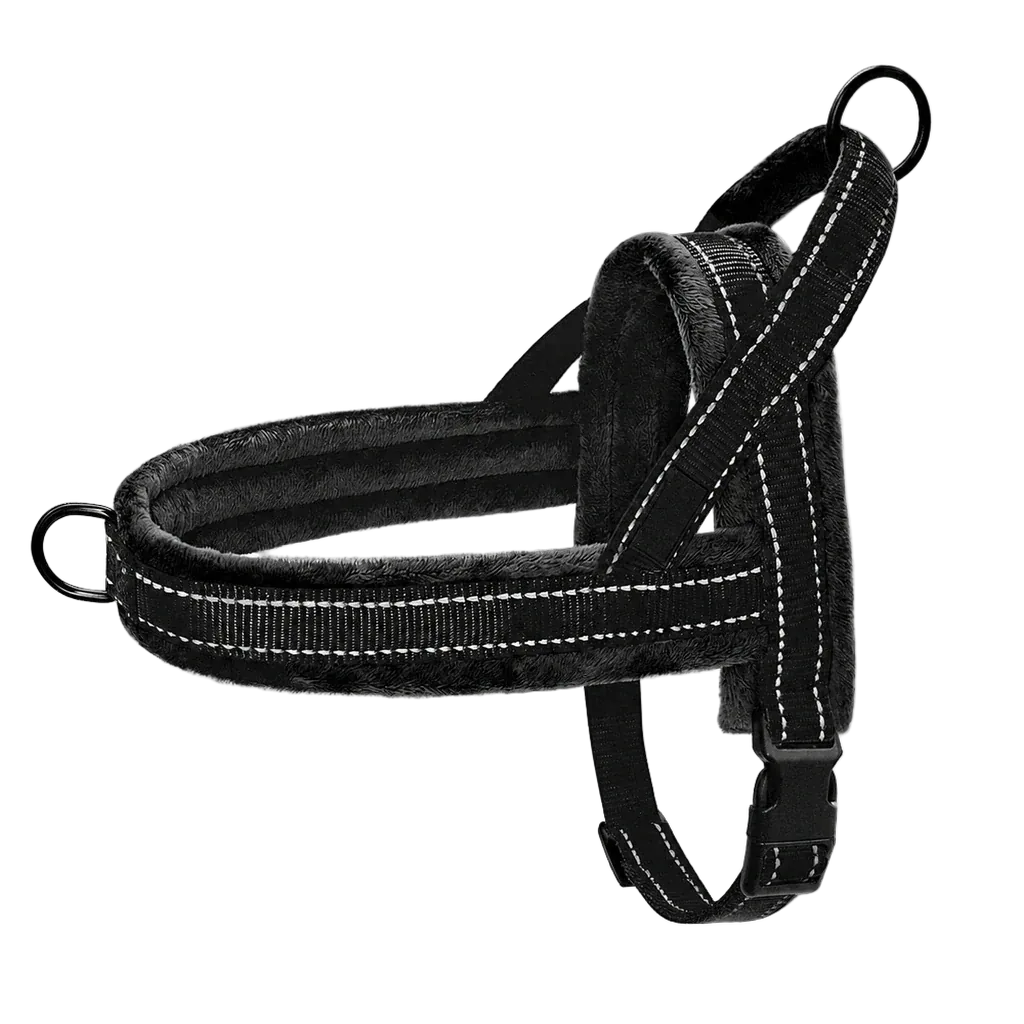 Harnais chien anti traction rembourré noir