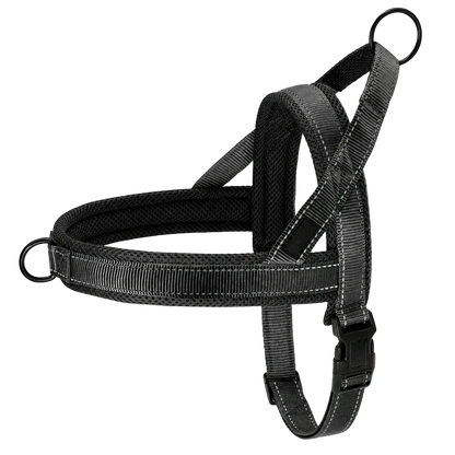 Harnais chien anti traction rembourré noir gris