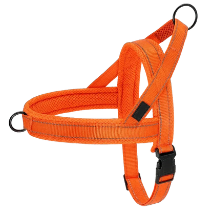 Harnais chien anti traction rembourré orange flash