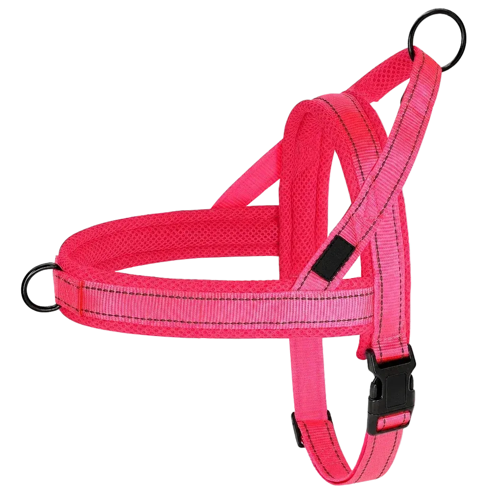 Harnais chien anti traction rembourré rose clair