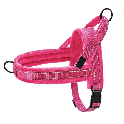 Harnais chien anti traction rembourré rose foncé