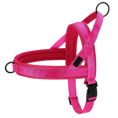 Harnais chien anti traction rembourré rose