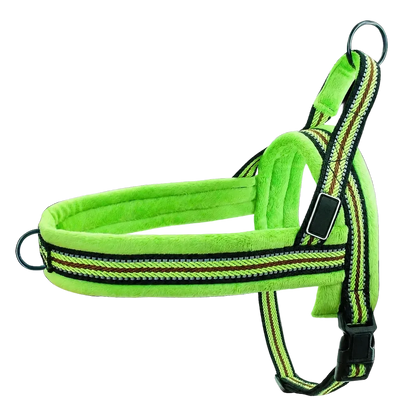 Harnais chien anti traction rembourré vert citron