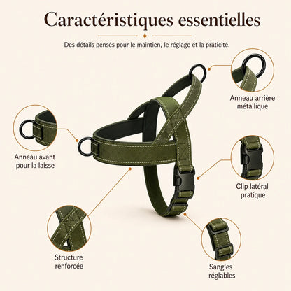 Harnais chien anti traction renforce - caracteristiques essentielles