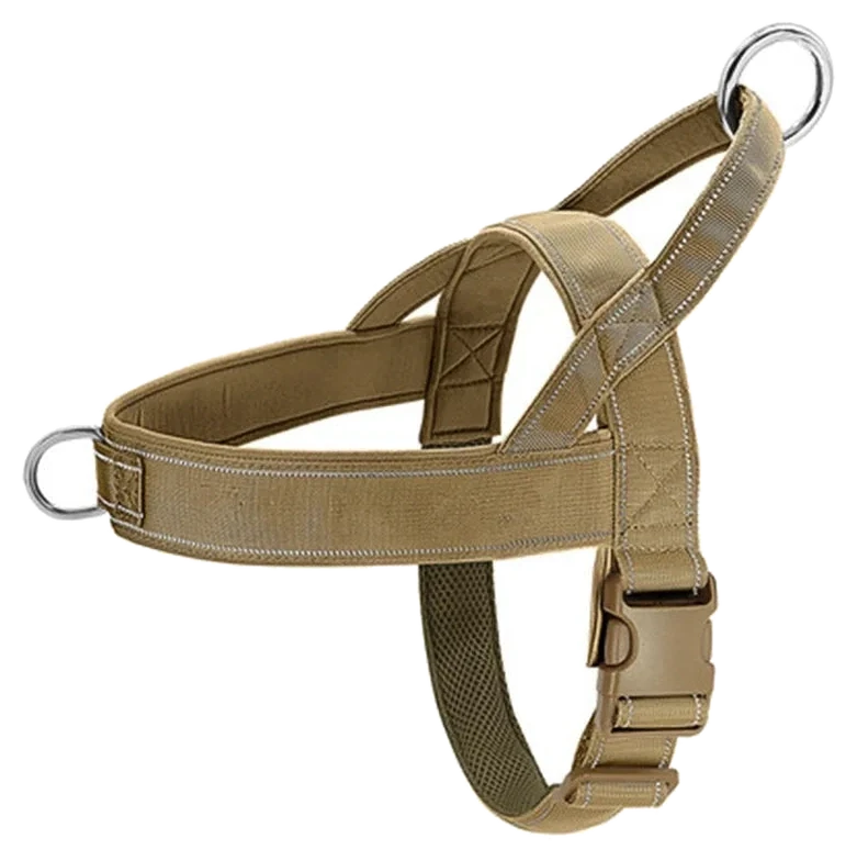 Harnais chien anti traction renforce - variante kaki detouree