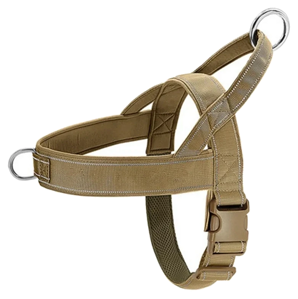 Harnais chien anti traction renforce - variante kaki detouree