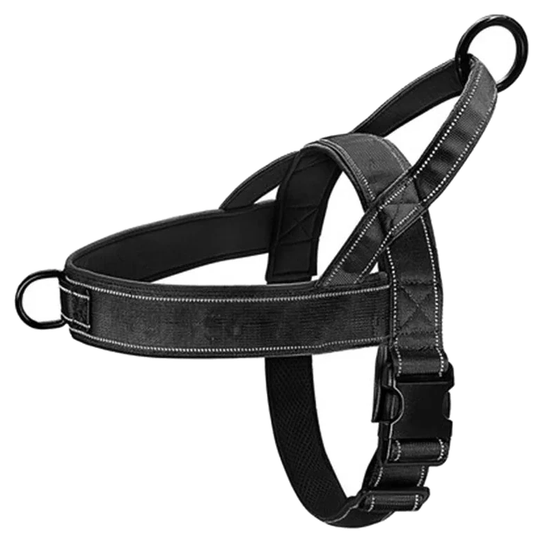 Harnais chien anti traction renforce - variante noir detouree