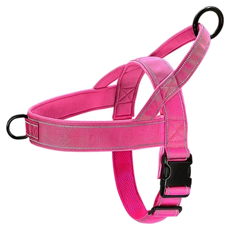 Harnais chien anti traction renforce - variante rose detouree