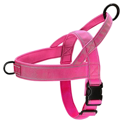 Harnais chien anti traction renforce - variante rose detouree