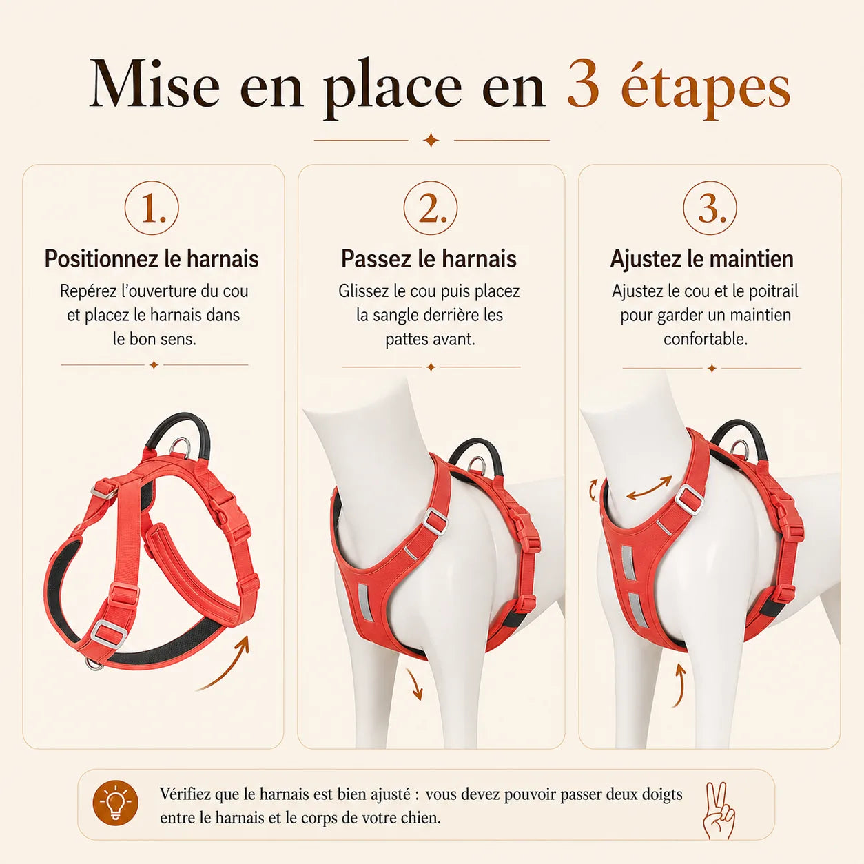 harnais chien anti traction securite mise en place en 3 etapes