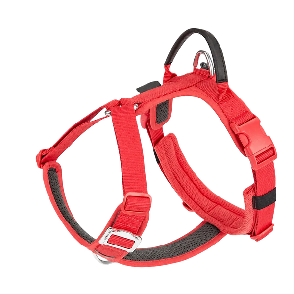 Harnais chien Anti Traction Sécurité coloris rouge, vue de profil