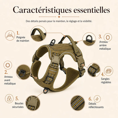 harnais chien anti traction tactique caracteristiques essentielles