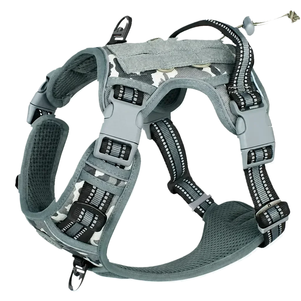 Harnais chien anti traction tactique coloris gris clair