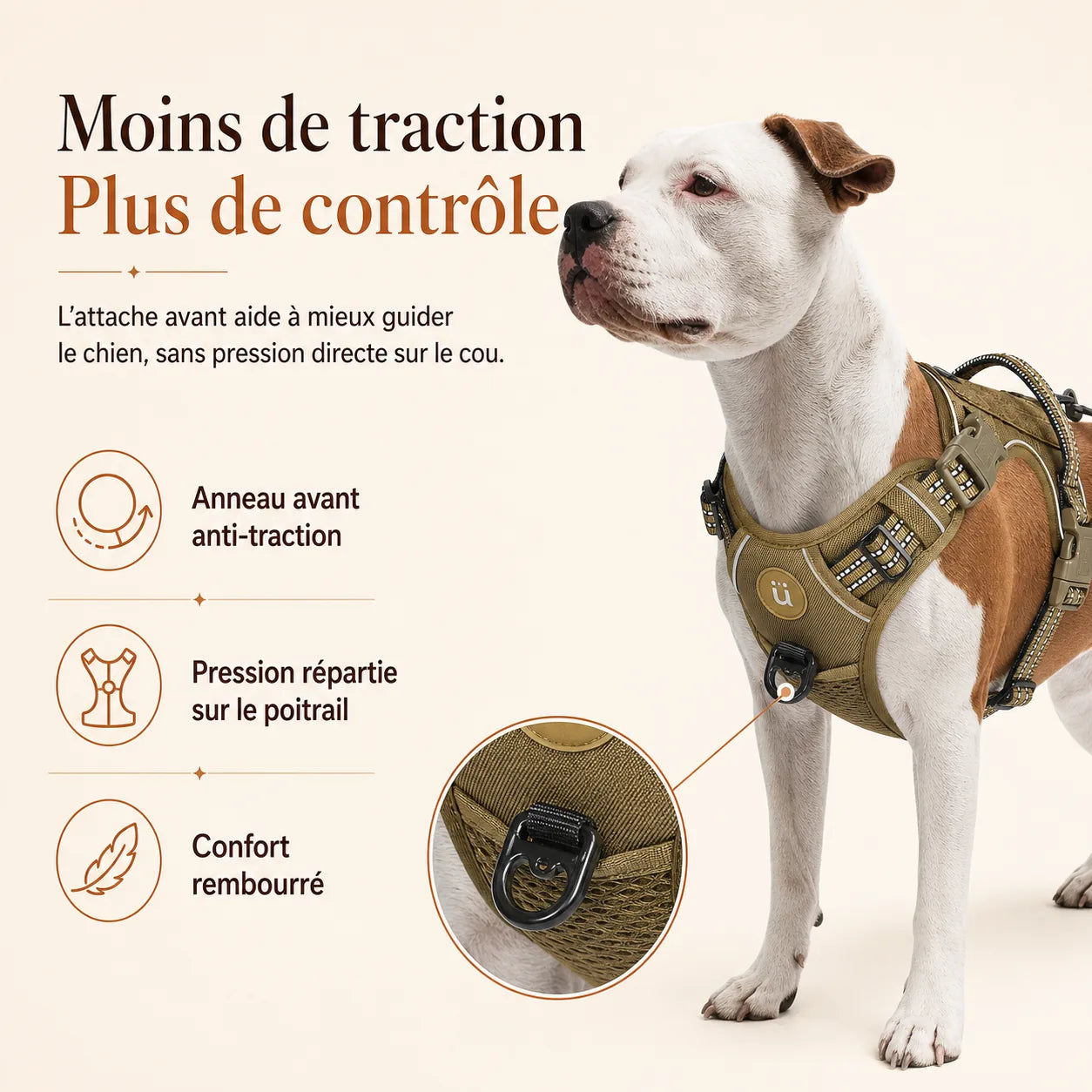 harnais chien anti traction tactique traction confort