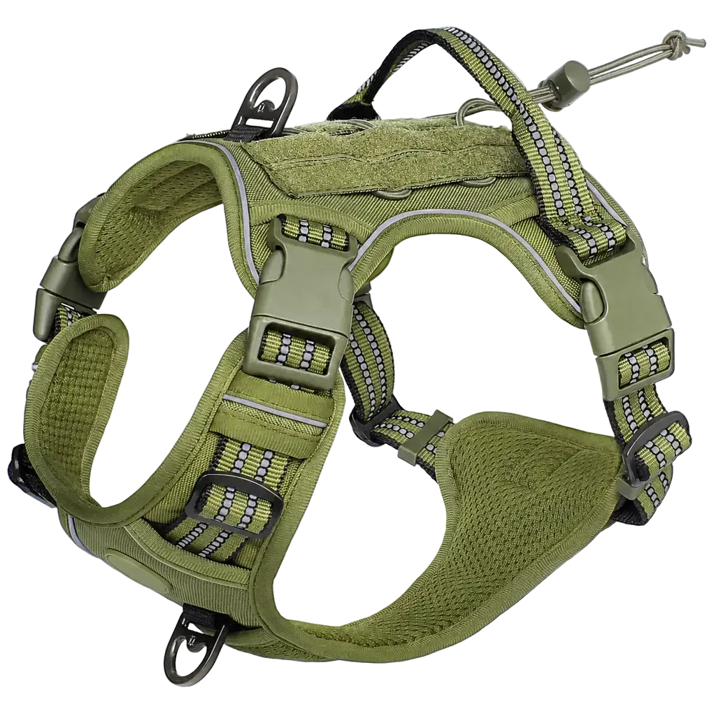 Harnais chien Anti Traction Tactique coloris vert olive