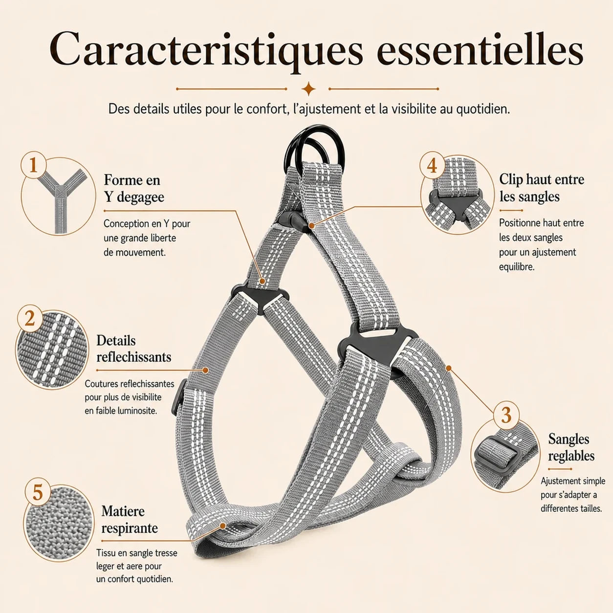 harnais chien gris caracteristiques essentielles