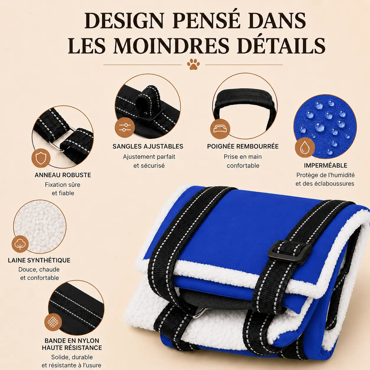 Harnais Chien Handicapé Bleu