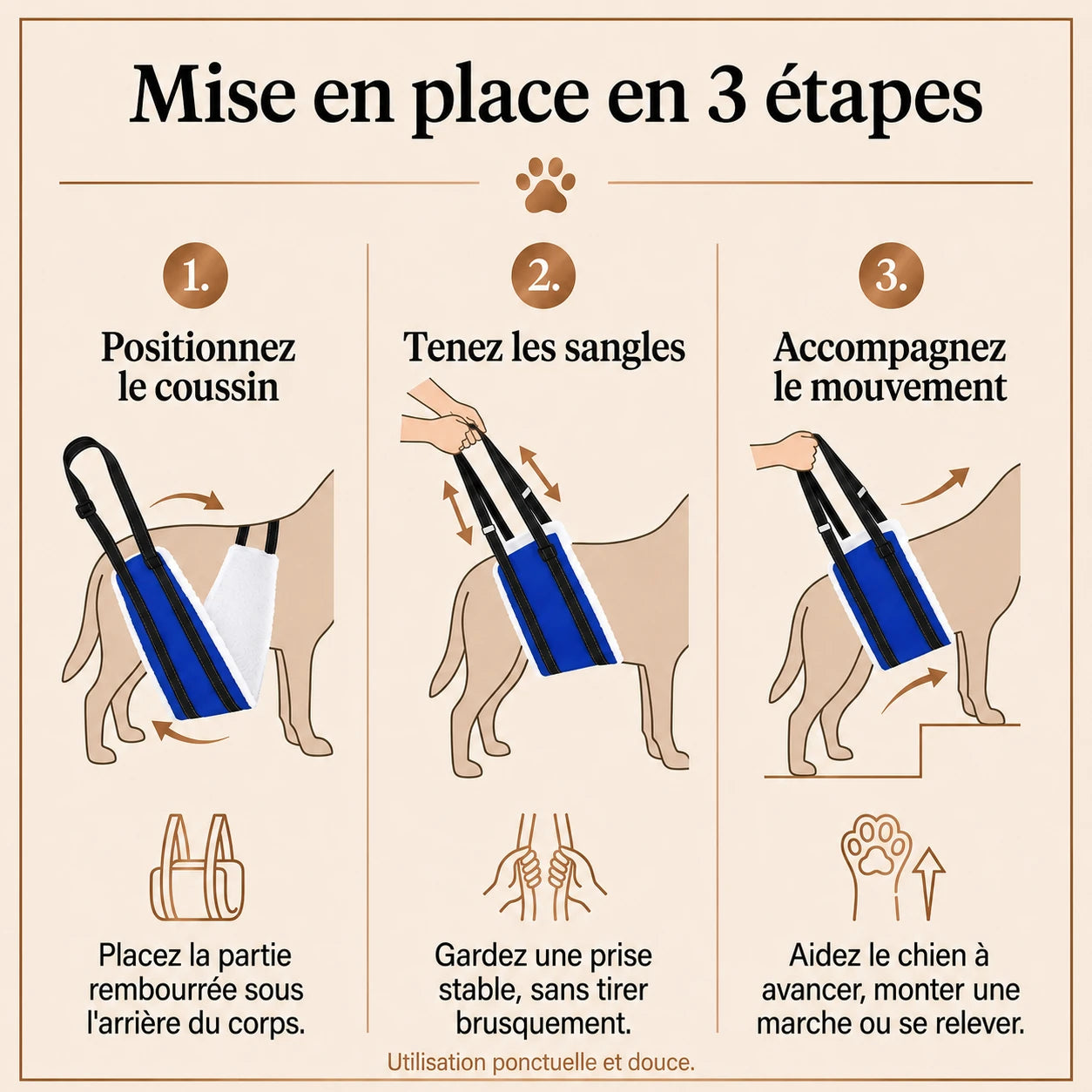 Harnais Chien Handicapé Bleu