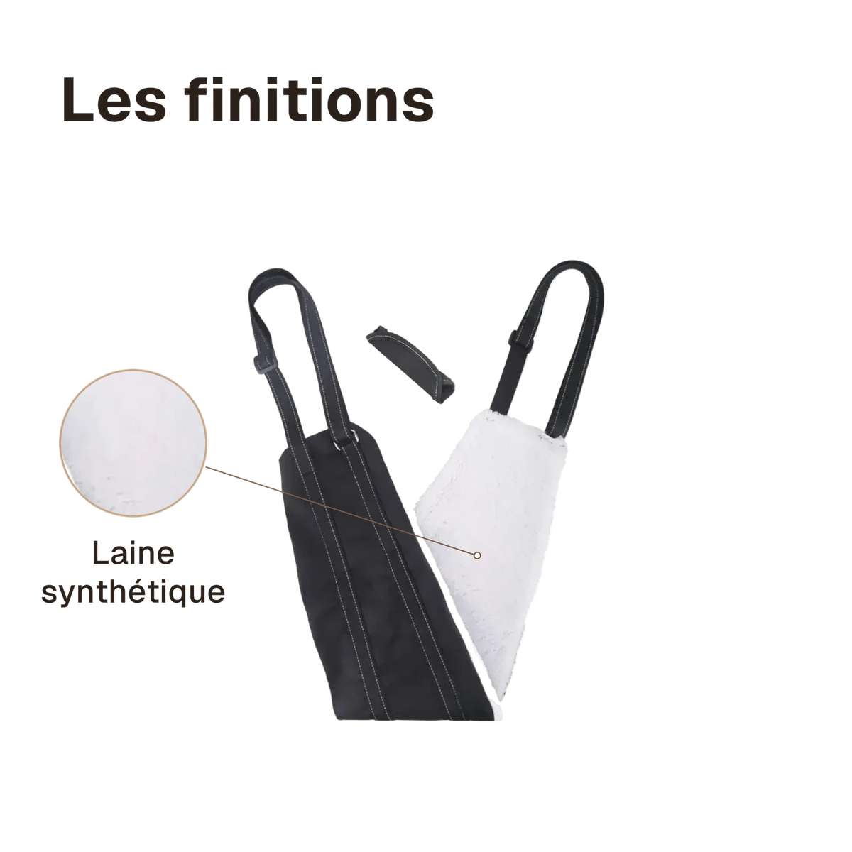 Les finitions du harnais de soutien pour chien handicapé : laine synthétique