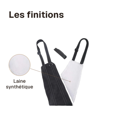 Les finitions du harnais de soutien pour chien handicapé : laine synthétique