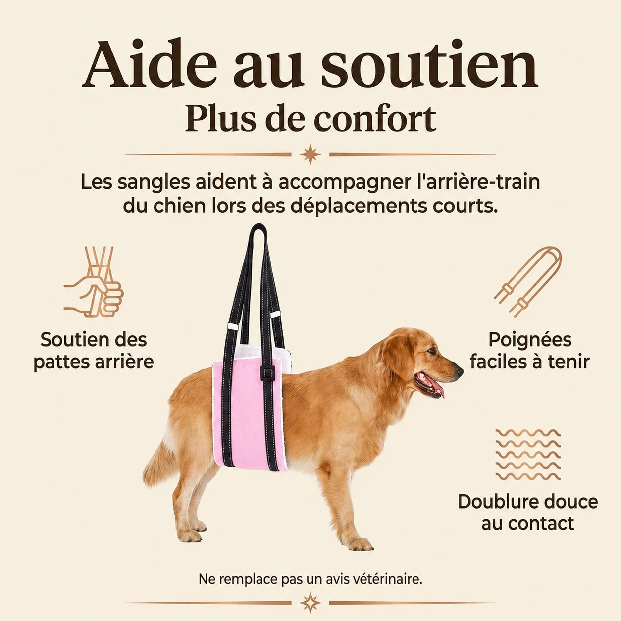 Harnais Chien Handicapé Rose