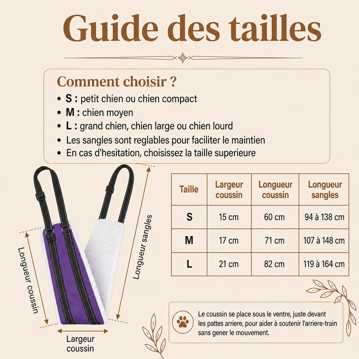 Harnais Chien Handicapé Violet
