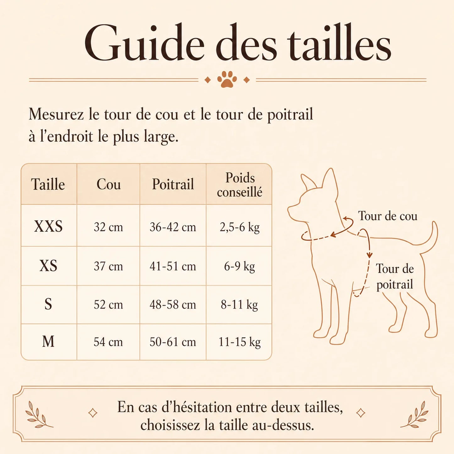 harnais chien macaron guide des tailles