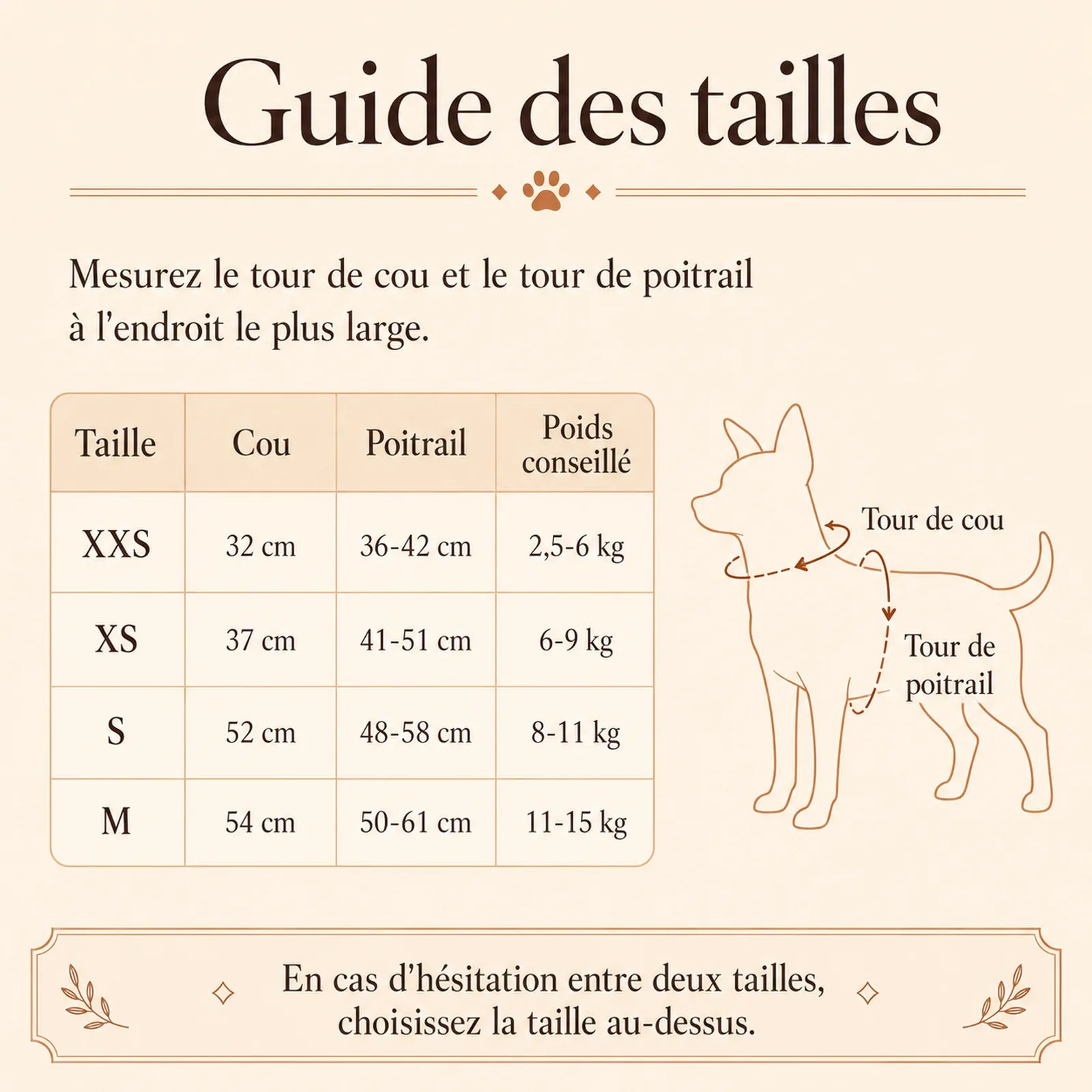 harnais chien macaron guide des tailles
