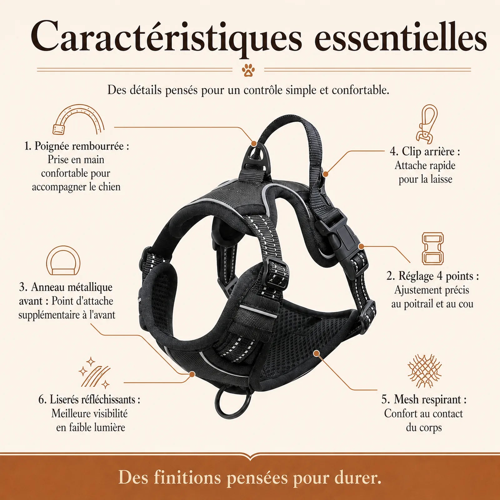 harnais chien poignee polyvalent caracteristiques essentielles