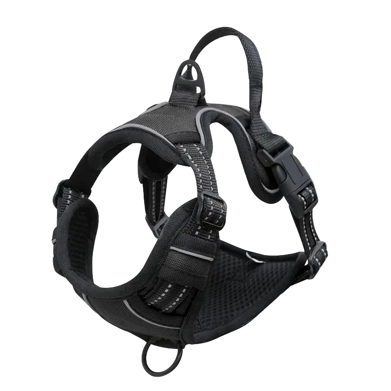 Harnais chien Poignée Polyvalent coloris noir, vue de profil