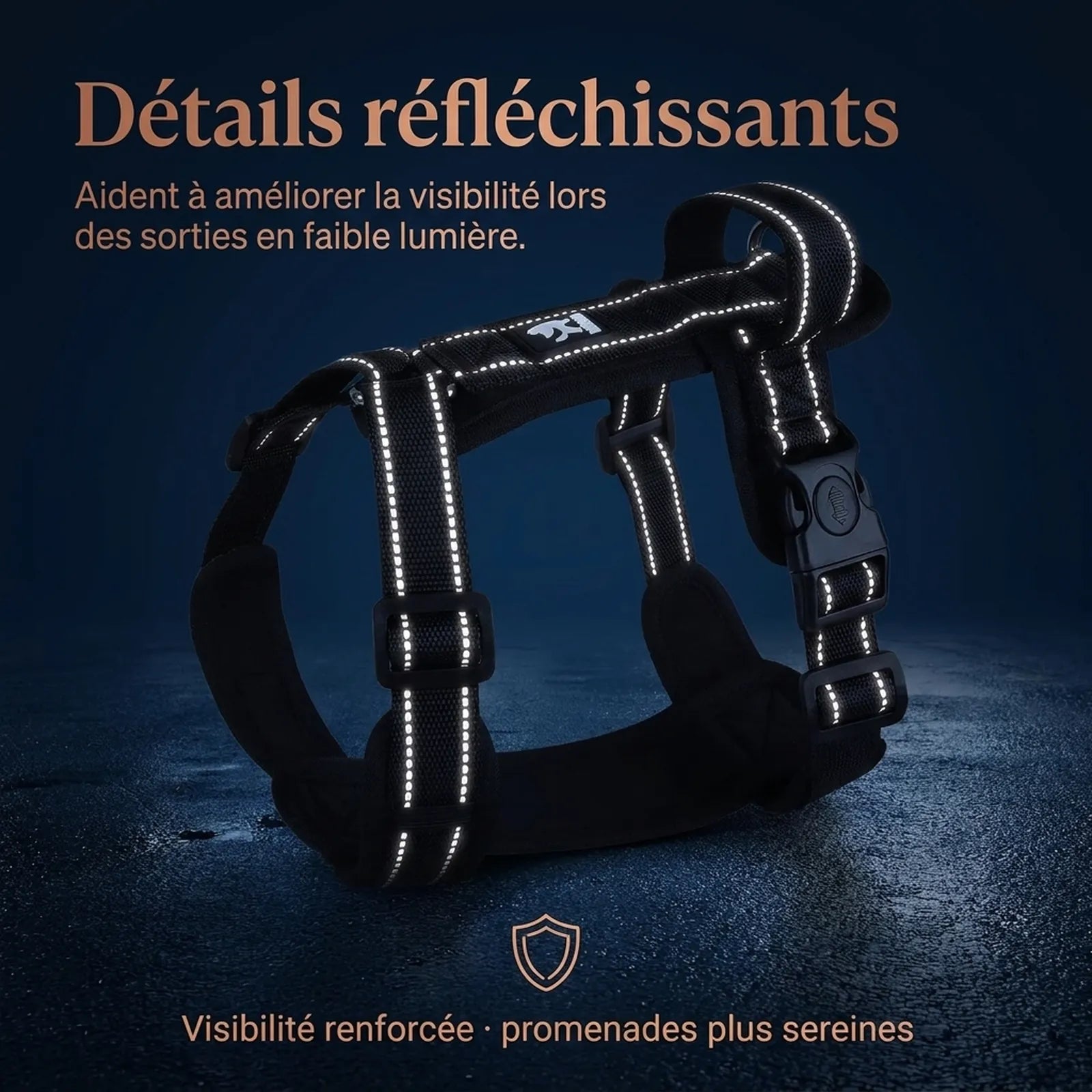 Harnais Chien Poignée Réfléchissant - details reflechissants
