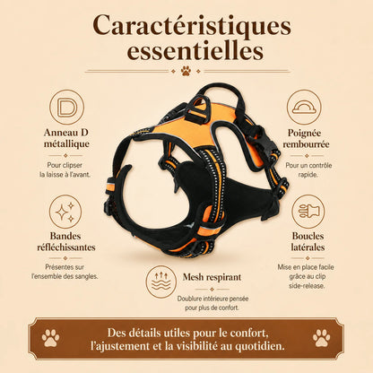 harnais chien reflechissant ajustable caracteristiques essentielles