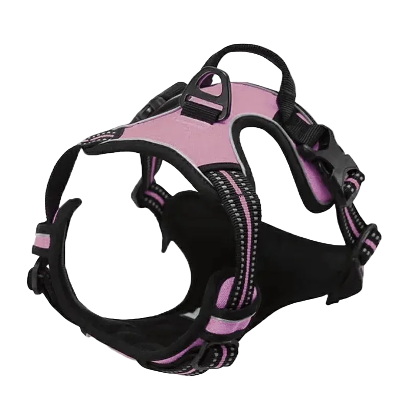 Harnais chien réfléchissant ajustable, coloris rose pâle