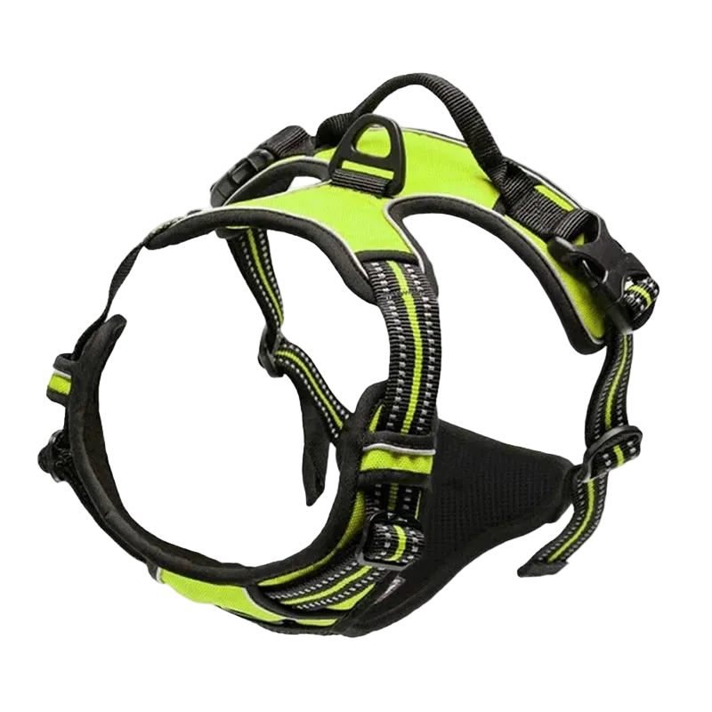 Harnais chien réfléchissant ajustable, coloris vert fluo