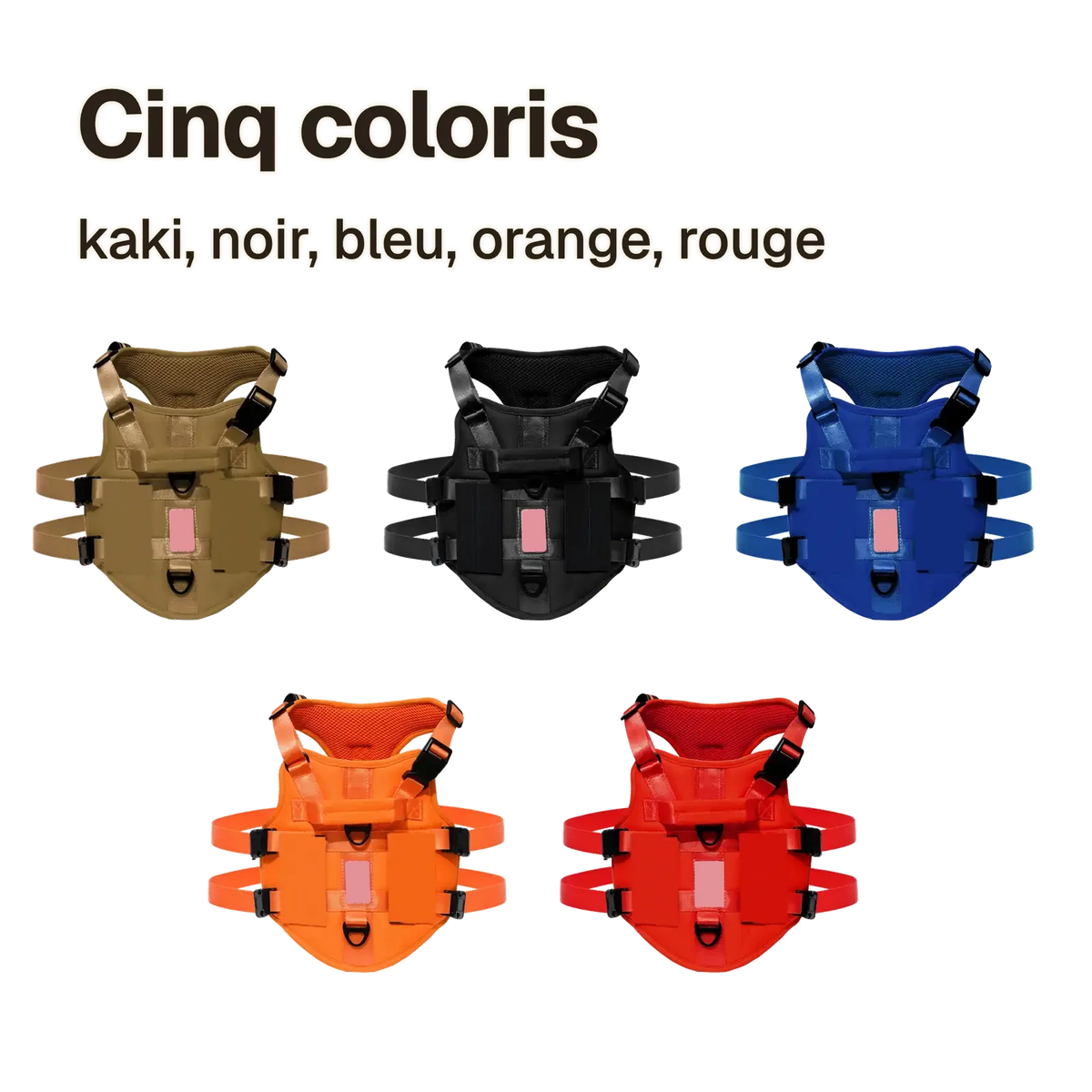 Harnais chien 3 points gilet en cinq coloris