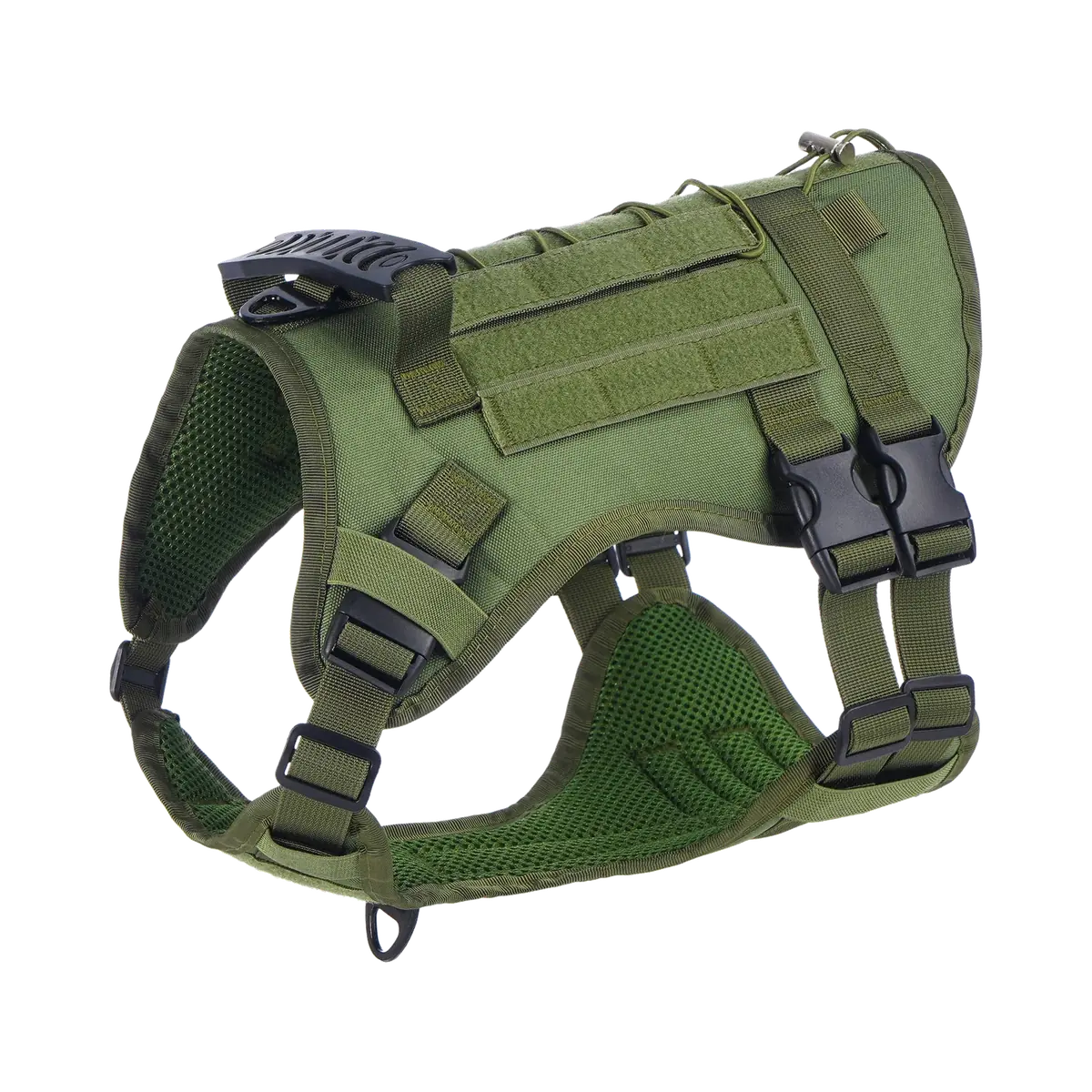 Harnais 3 points tactique vert pour chien