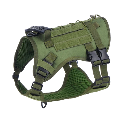 Harnais 3 points tactique vert pour chien