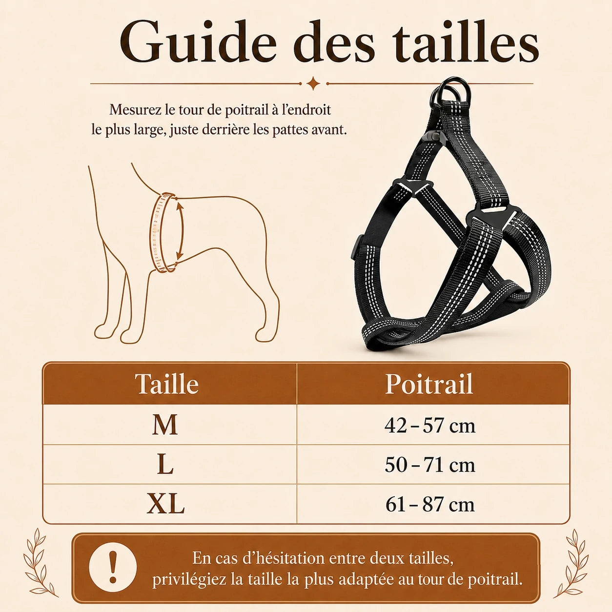 harnais chien y noir guide des tailles