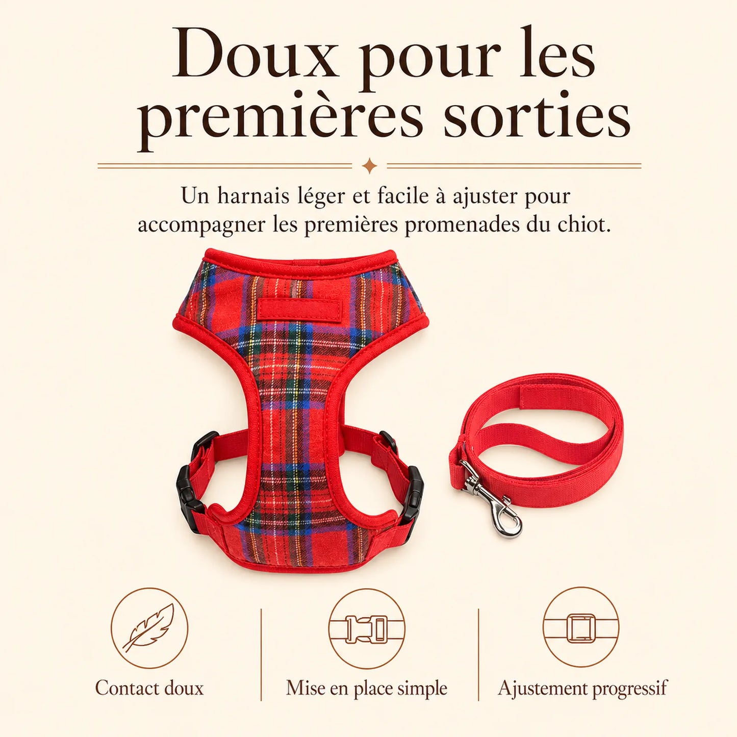 harnais chiot classique ajustable benefice principal