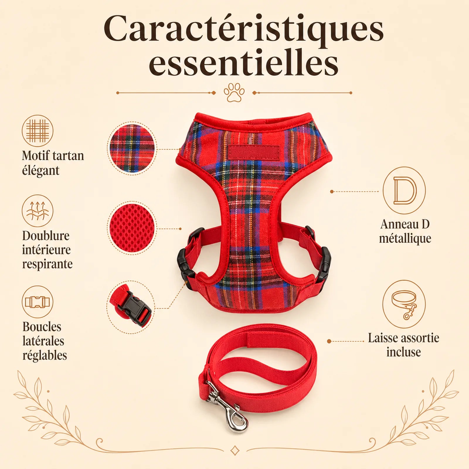 harnais chiot classique ajustable caracteristiques essentielles