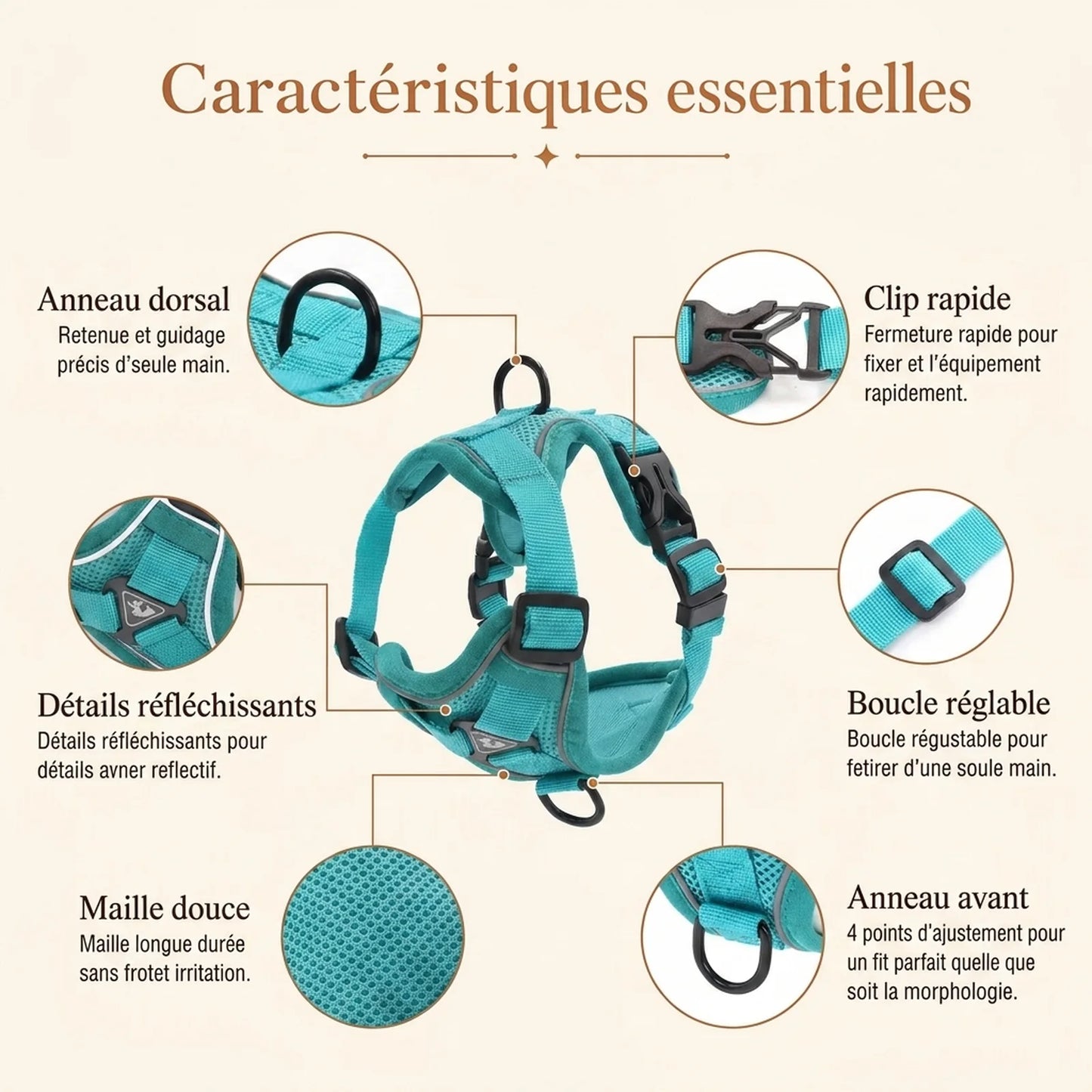 Harnais Chiot Doux Coloré - caracteristiques essentielles v2