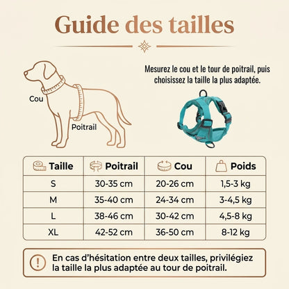 Harnais Chiot Doux Coloré - guide des tailles v2