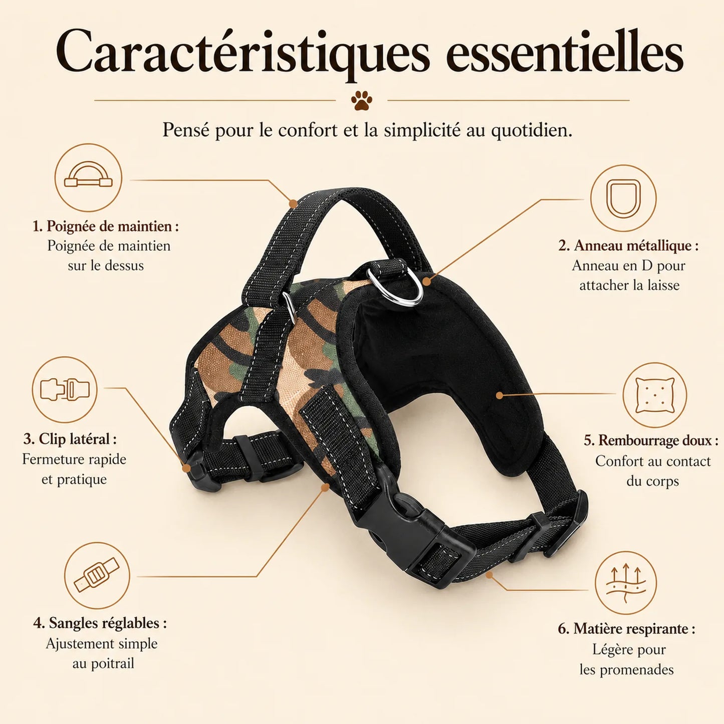 harnais chiot maille respirante caracteristiques essentielles