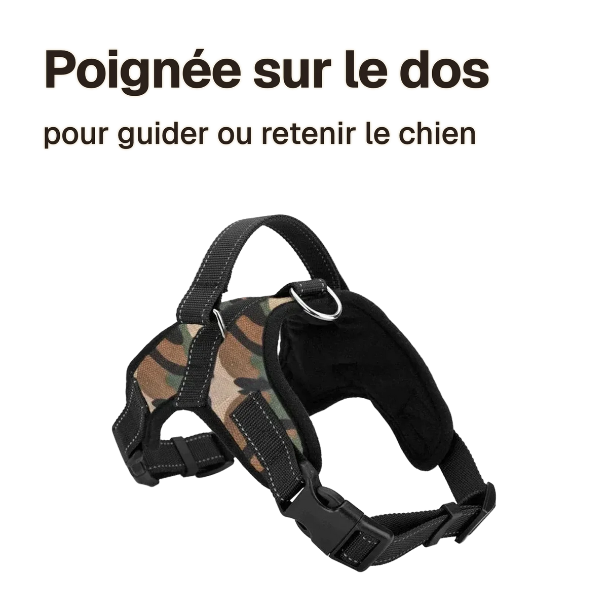 Harnais chiot maille respirante : poignée sur le dos pour guider ou retenir le chien