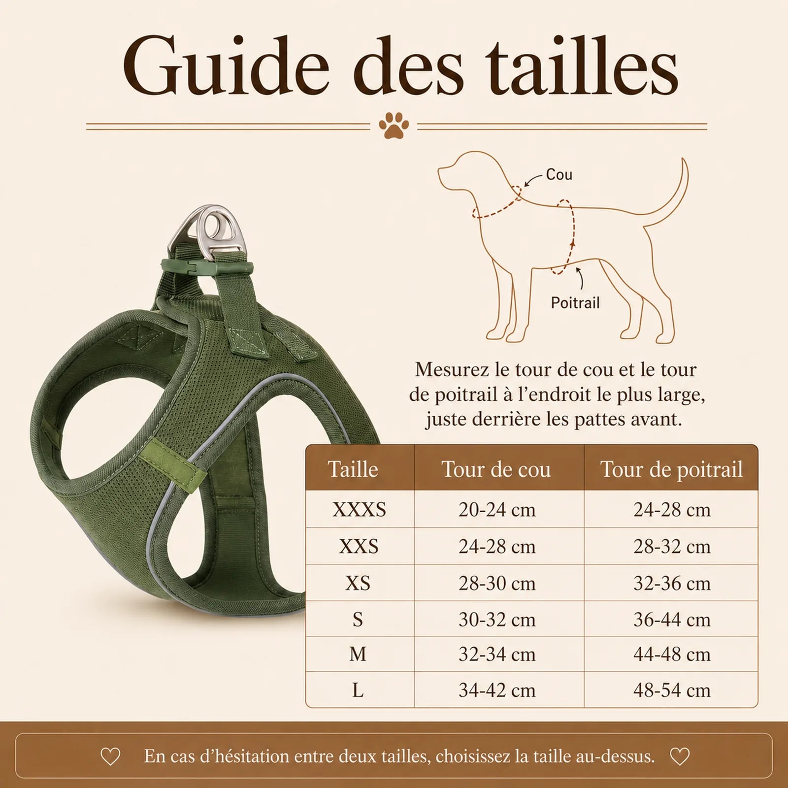harnais chiot respirant multicolore guide des tailles