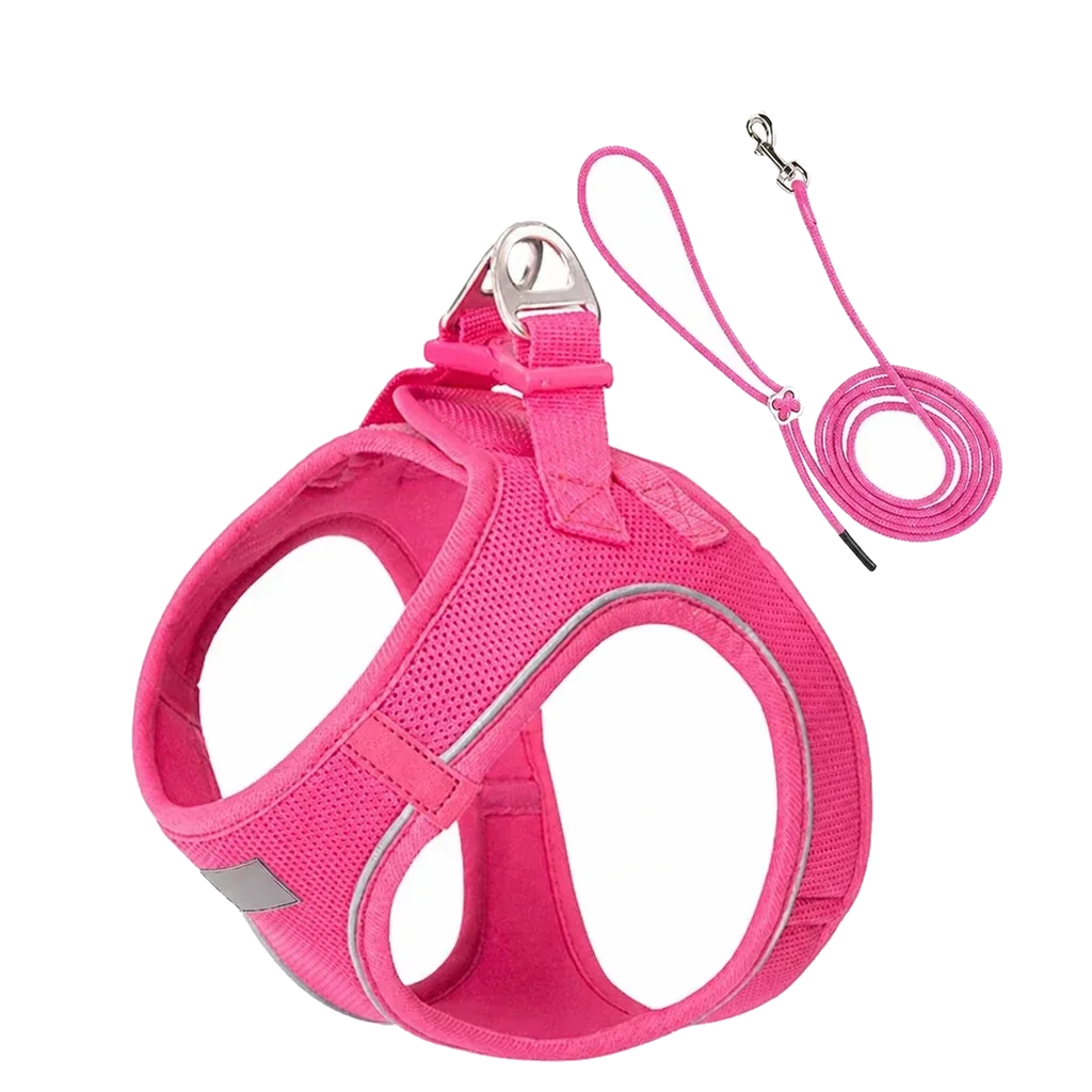 Harnais chiot Respirant Multicolore coloris rose fuchsia