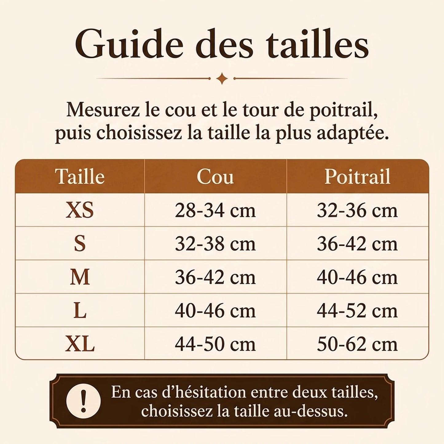 Harnais Chiot Respirant Réglable - guide des tailles v5