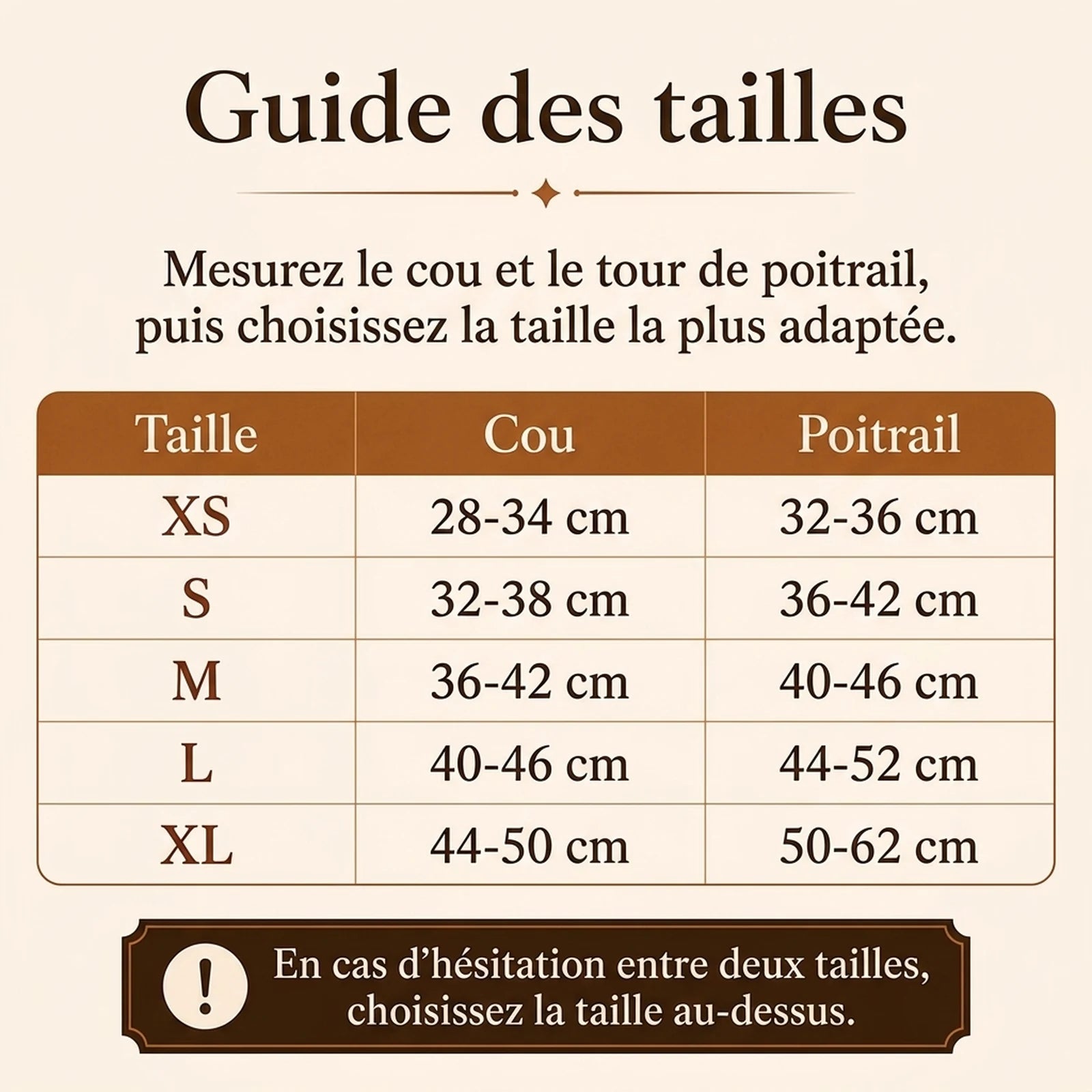 Harnais Chiot Respirant Réglable - guide des tailles v5