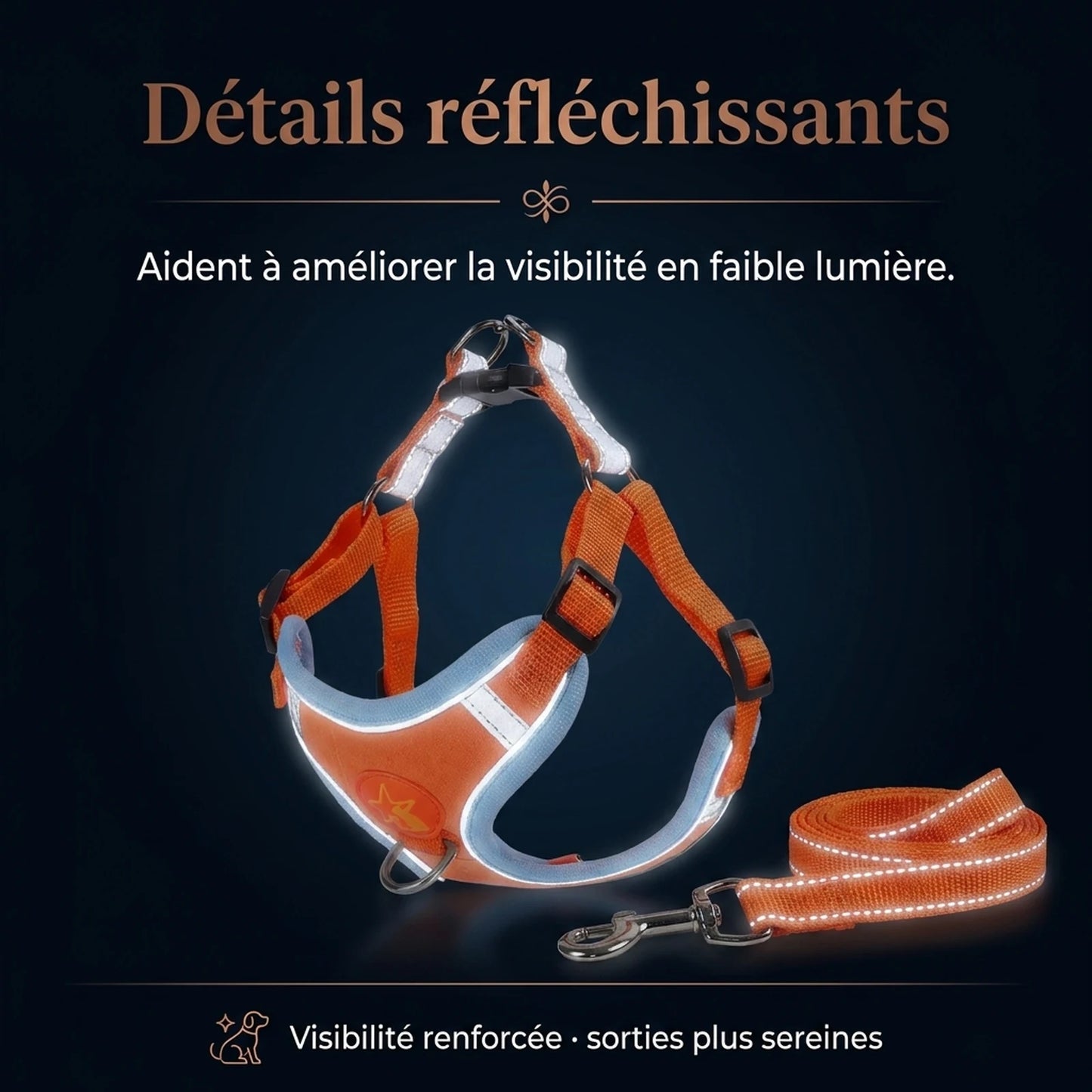 Harnais Chiot Souple Respirant - detail reflechissant