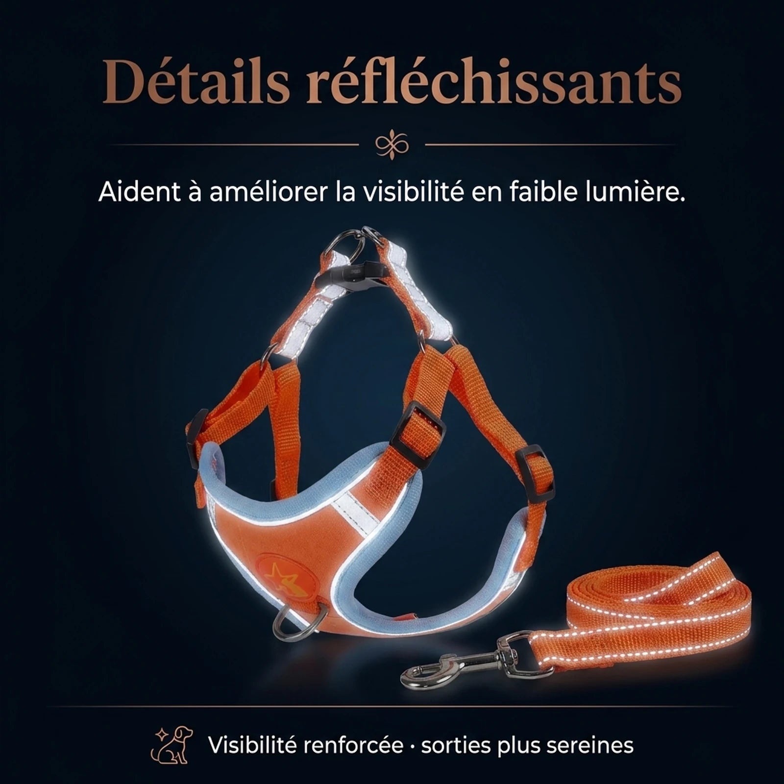 Harnais Chiot Souple Respirant - detail reflechissant
